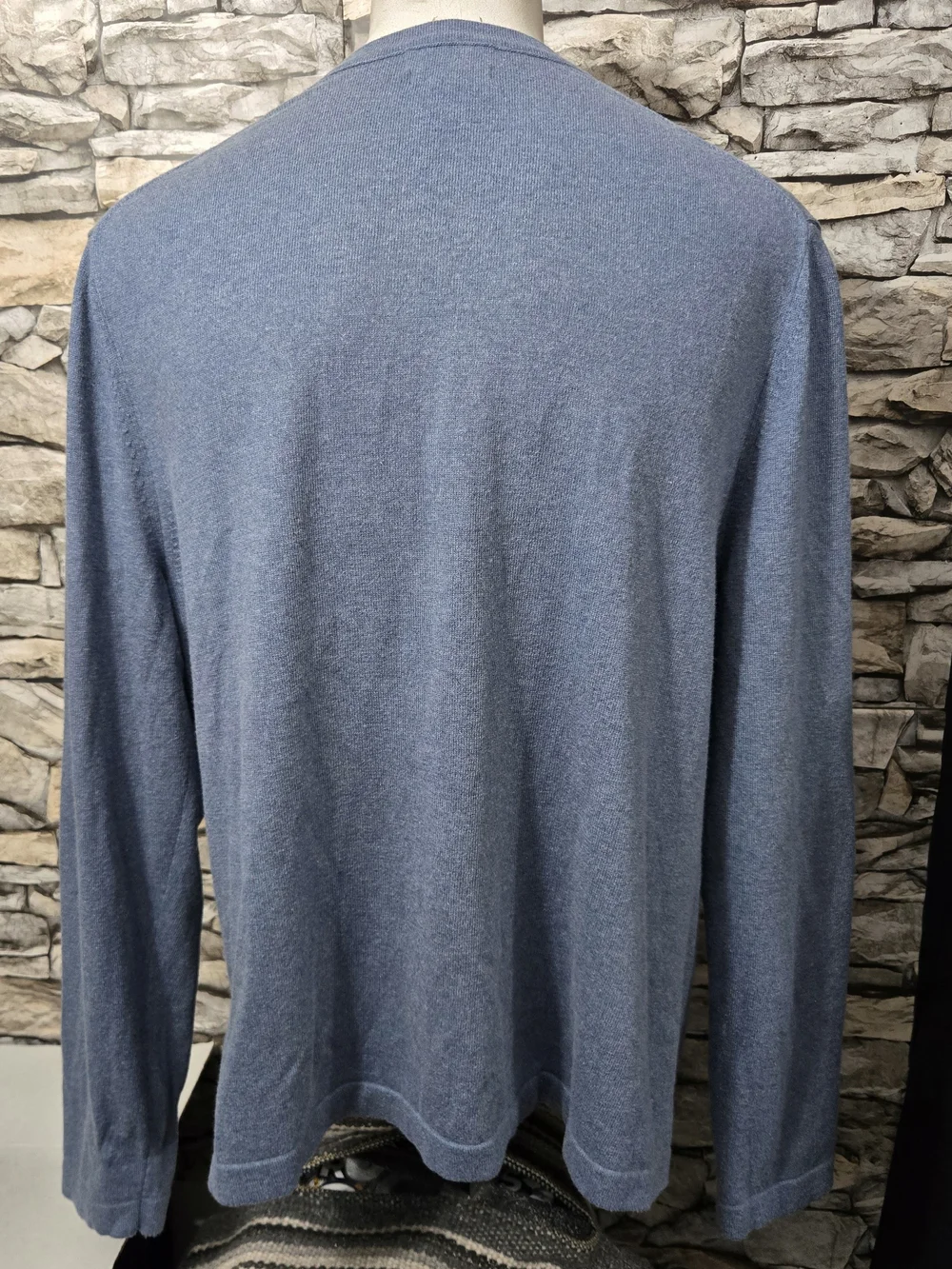 Banana Republic Vintage Men XL Argyle V-Neck Sweater Cotton Cashmere Blue Grey